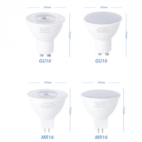 4 PCS LED Coupe lumineuse 2835 Patch Sauvegarde d'énergie CLAD CLAD CLAD COUPE DE LUMIÈRE ALUMINIUM, POWER: 5W 6 PADADS (COUVERTRE transparent MR16 (lumière froide)) SH901C8-07