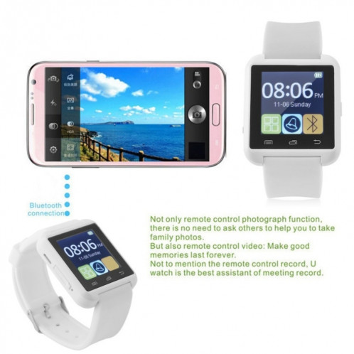 Montre-bracelet intelligente multifonction portable Bluetooth V3.0 + EDR (blanc) SH601B1348-020
