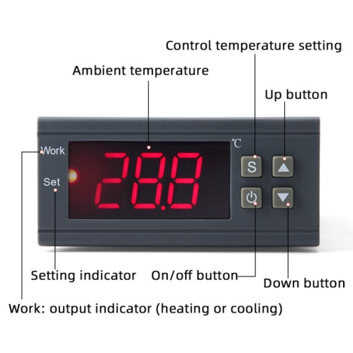 Régulateur de thermostat de thermostat de thermocouple de thermocouple de température à écran LCD MH-1210W numérique avec temporateur de capteur, plage de température:-50 à 110 degrés Celsius SH27391319-07