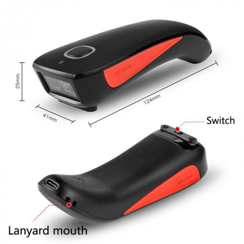 Scanner de codes à barres portable sans fil Bluetooth NETUM Scanner de codes à barres express pour entrepôt, modèle: C990 bidimensionnel SH7402732-07