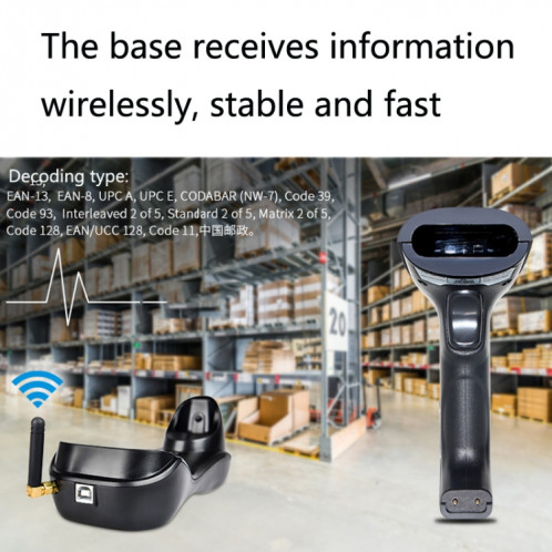 NETUM H3 Scanner de codes à barres sans fil Scanner de supermarché Rouge Scanner de caissier avec chargeur, spécification: unidimensionnel SN61011046-07