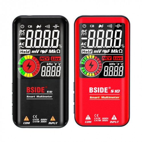 Digital Multimètre Nombre de Bsise 9999 Compte LCD Affichage de couleur LCD Compteur de diode de capacité de tension CC, Spécifications: S10 Sèche Battery Version (Noir) SB8801425-07