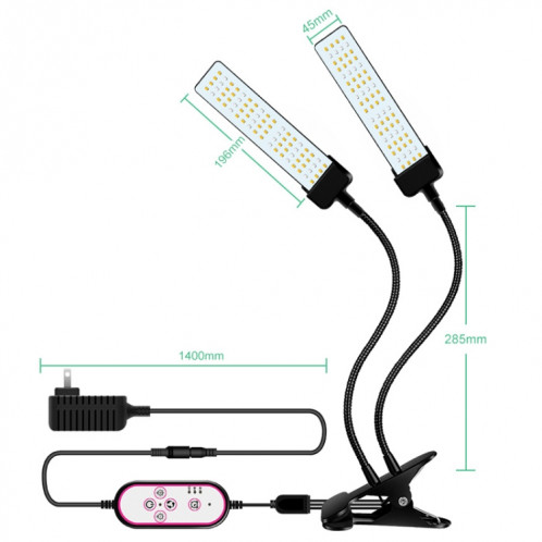 CLIP DE LED CLIPTE CLIGHT CLIGHT TIMINE CONTRÔLE REMISE À REMPLACEMENT SPECTRABLE FOND SPECTABLE SERVIES HYDROPONIQUE PLANIFICATION LA LUMIRE DE DIMISSIONS, SPÉCIFICATIONS: FOURT DE LA TÊTE EU SH9910391-07