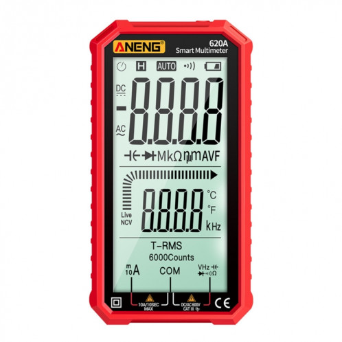 Aneng 620A Multimètre numérique Smart Smart Smart (Rouge) SA201B1969-07