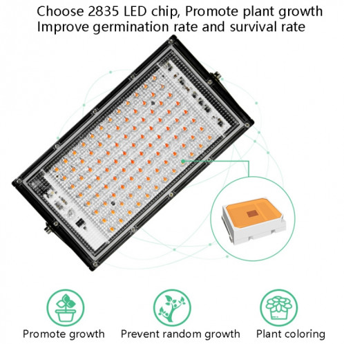 LED Plante Lumière pleine spectroscopie pleine spectroscopie étanche Lampe de croissance de plants de remplissage de légumes, puissance: accès à trois fils 50 perles 50W (lumière rose) SH007A1362-07