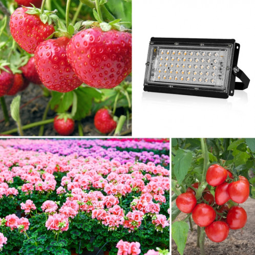 LED Plante Lumière pleine spectroscopie pleine spectroscopie étanche Lampe de croissance de plants de remplissage de légumes, puissance: accès à trois fils 50 perles 50W (lumière rose) SH007A1362-07