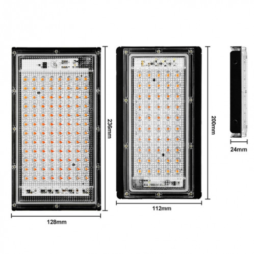 Lampe plante à LED Spectroscopie pleine spectroscopie étanche Lampe de croissance de plants de plants de remplissage de légumes, puissance: accès à trois fils 96 perles 100W (lumière rose) SH008A403-07