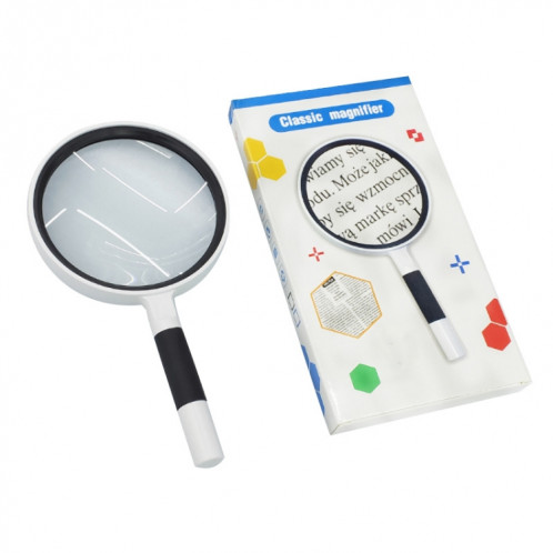 3 PCS Loupe de lecture à la main Loupe de verre Lentille de verre Poignée antidérapante Vieux Homme Lecture de la réparation Loupe Loupe, Spécifications: 75mm 4 fois (Blanc Blanc) SH31071637-06