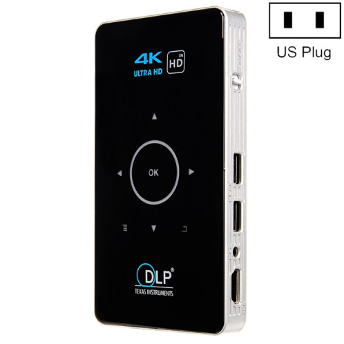 Système Android C6 1G + 8G Système Intelligent DLP HD Mini Projecteur Portable Home Home PROJECTEUR DE TÉLÉPHONE MOBILE, PLUG US (Noir) SH79011832-07