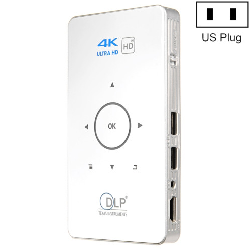 Système d'android C6 1G + 8G Système Intelligent DLP HD Mini Projecteur Portable Home Home Structure de téléphone mobile, Fiche américaine (Blanc) SH7905203-07