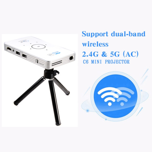 Système d'android C6 1G + 8G Système Intelligent DLP HD Mini Projecteur Portable Home Home Structure de téléphone mobile, Fiche américaine (Blanc) SH7905203-07