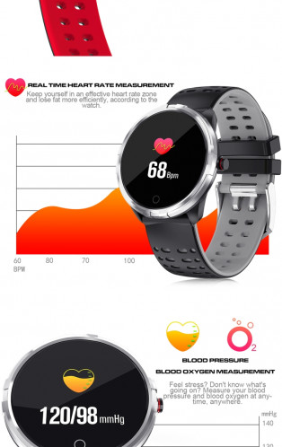 Montre intelligente Q88 IP68 étanche pour hommes Sports Smartwatch Android Montre Bluetooth Support de la fréquence cardiaque / rappel d'appel / podomètre / surveillance du sommeil / traqueur (noir rouge) SH301C832-022