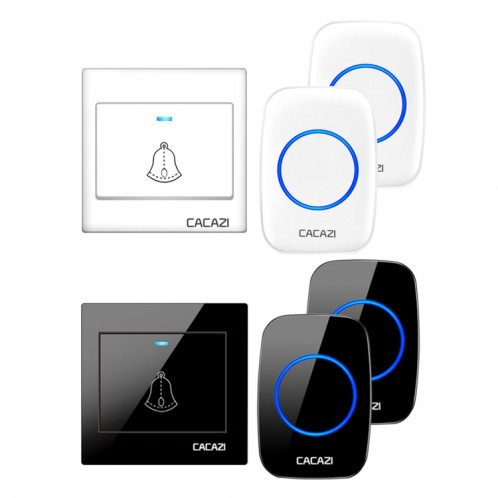 CACAZI H10 1 pour 2 sonnette de musique sans fil pour la maison sans batterie, prise : (blanc) SC002A1906-07