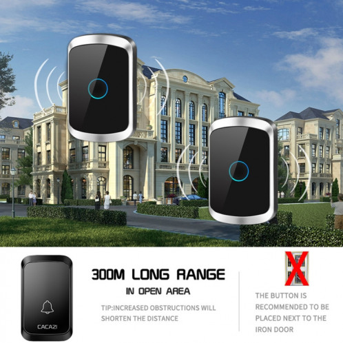 CACAZI A50 1 For 1 Wireless Music Doorbell without Battery, Plug:(White) SC402A851-06