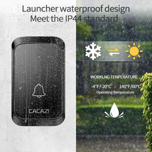 CACAZI A50 1 For 1 Wireless Music Doorbell without Battery, Plug:(White) SC402A851-06