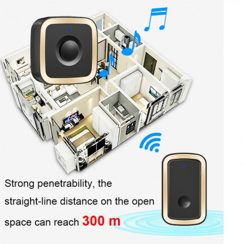 CACAZI A58 1 pour 1 sonnette sans fil intelligente sans batterie, prise : (or noir) SC102C708-07