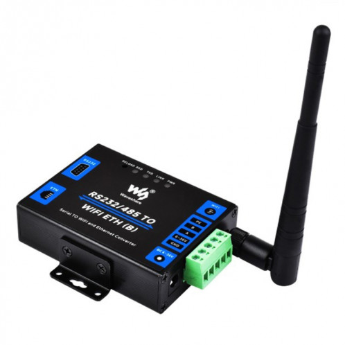 Serveur série de qualité industrielle Waveshare RS232/485 vers port réseau WiFi/Ethernet RJ45 SW3001641-021
