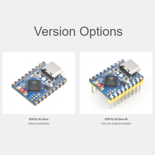 Waveshare ESP32-S3 Mini carte de développement, basée sur le processeur double cœur ESP32-S3FH4R2 sans en-tête SW41011545-09