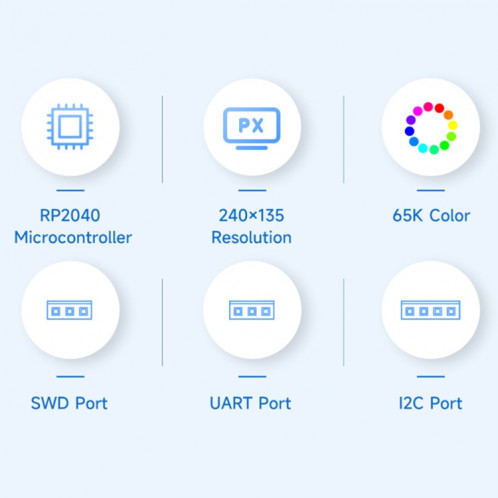 Carte de développement Waveshare 25394 RP2040-GEEK, basée sur le microcontrôleur RP2040, avec écran LCD couleur 1.14 pouces 65K SW5142267-010