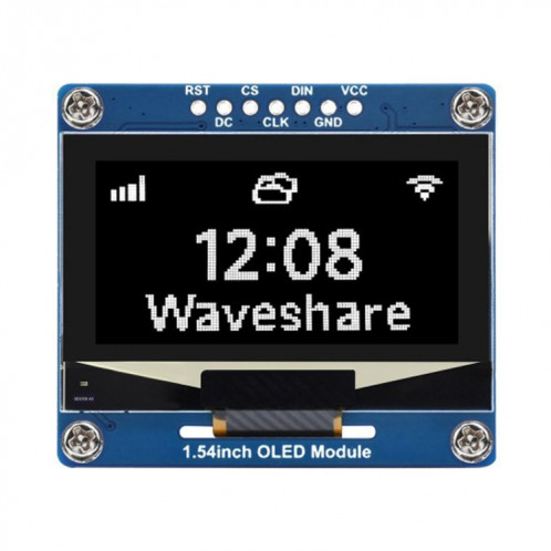 Module d'affichage OLED Waveshare 1,54 pouces, résolution 128 × 64, communication SPI / I2C (blanc) SW401A1779-011