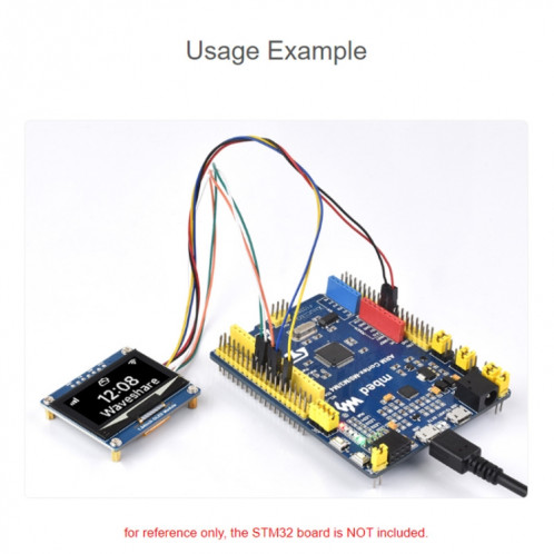 Module d'affichage OLED Waveshare 1,54 pouces, résolution 128 × 64, communication SPI / I2C (blanc) SW401A1779-011