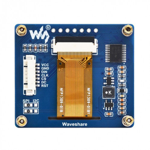Module d'affichage OLED Waveshare 1,54 pouces, résolution 128 × 64, communication SPI / I2C (bleu) SW401B1887-011