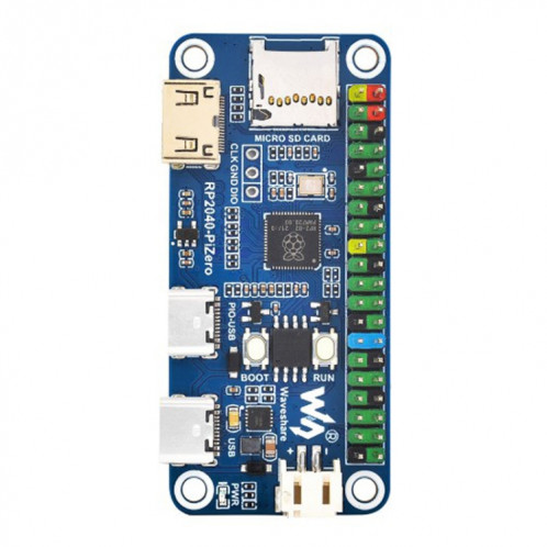 Carte de développement Waveshare 25506 RP2040-PiZero, basée sur Raspberry Pi RP2040, 264 Ko de SRAM et 16 Mo SW51661680-09