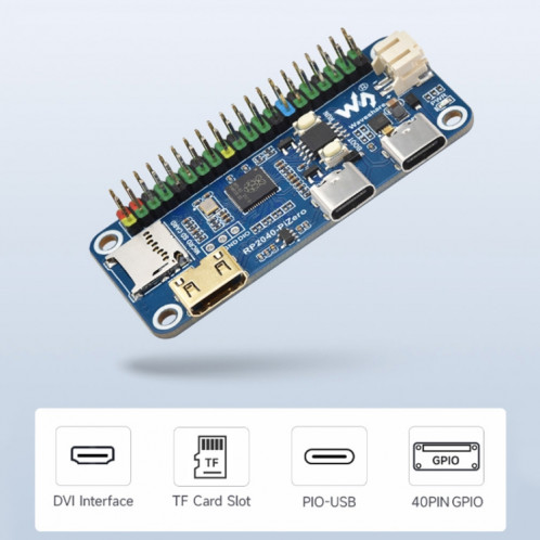 Carte de développement Waveshare 25506 RP2040-PiZero, basée sur Raspberry Pi RP2040, 264 Ko de SRAM et 16 Mo SW51661680-09