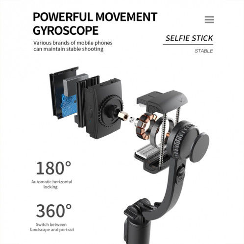 CYKE Q08 Anti-Shake Cardan Bluetooth Selfie Stick Téléphone portable Trépied en direct (Version sans lumière) SC801A1171-014