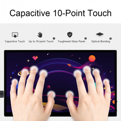 Interface d'affichage Waveshare 13,3 pouces 2K 2560 × 1440 HDMI / Type-C Écran tactile AMOLED () SW701B288-020