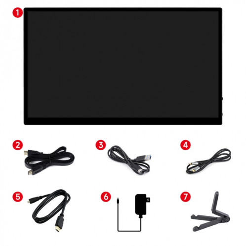 Interface d'affichage Waveshare 13,3 pouces 2K 2560 × 1440 HDMI / Type-C Écran tactile AMOLED () SW701B288-020