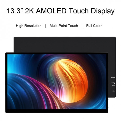 Interface d'affichage Waveshare 13,3 pouces 2K 2560 × 1440 HDMI / Type-C Écran tactile AMOLED () SW701B288-020