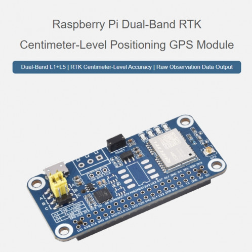 Waveshare pour Raspberry Pi LC29H série module GPS de positionnement double bande L1 + L5, spécification: (DA) GPS/RTK HAT SW94031837-017
