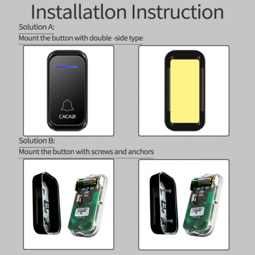 CACAZI Home Smart Digital Wireless Doorbell Sonnette électronique à distance pour personnes âgées, Style: Prise UE (Blanc) SC402A1120-011