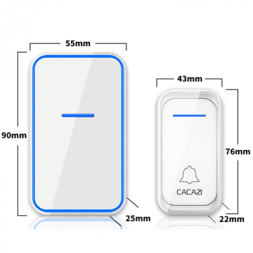 CACAZI Home Smart Digital Wireless Doorbell Sonnette électronique à distance pour personnes âgées, Style: Prise UE (Blanc) SC402A1120-011
