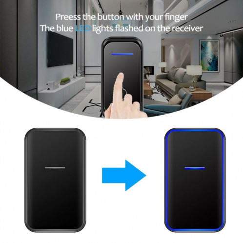 CACAZI Home Smart Digital Wireless Doorbell Sonnette électronique à distance pour personnes âgées, Style: Prise UE (Blanc) SC402A1120-011