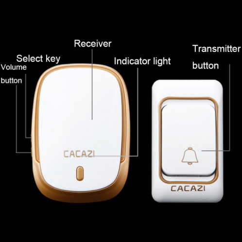 CACAZI Smart Etanche Musique Sans Fil Sonnette Multifonctionnel Téléavertisseur, Taille: (Argent) SC102B1953-09
