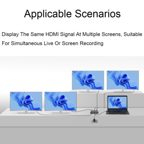 Répartiteur HDMI Waveshare 23738 4K, 1 entrée 4 sorties, partagez une source HDMI SW5338421-06