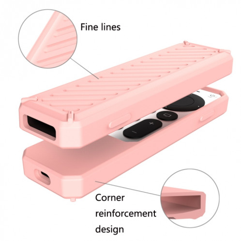 2 PCS Télécommande Couverture de protection en silicone anti-goutte tout compris, modèle applicable: pour Apple TV 4K 2021 (rose) SH501D1713-07
