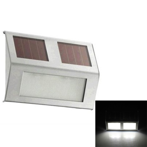 2 LED Contrôle du capteur de lumière à énergie solaire IP44 Applique murale à LED étanche Patio extérieur Voie de jardin Escalier de jardin Étape Éclairage de sécurité de nuit (lumière blanche) SH101A1513-09