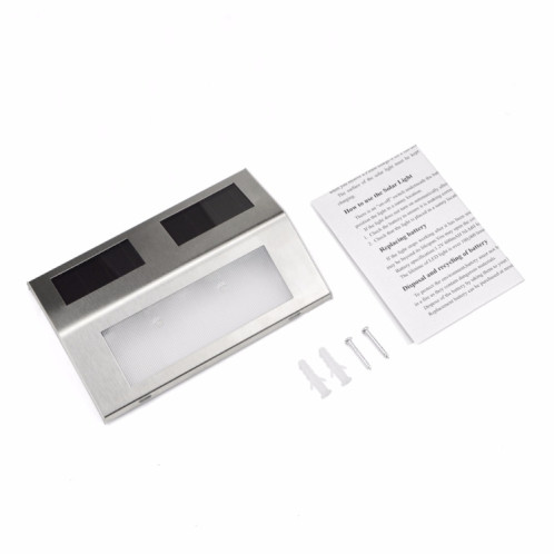 2 LED Contrôle du capteur de lumière à énergie solaire IP44 Applique murale à LED étanche Patio extérieur Voie de jardin Escalier de jardin Étape Éclairage de sécurité de nuit (lumière blanche) SH101A1513-09