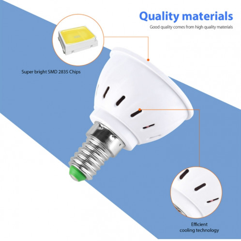 Projecteur d'économie d'énergie à foyer en verre avec concentration de lampe à LED, puissance: 7W E14 60 LED (blanc chaud) SH005A1899-09