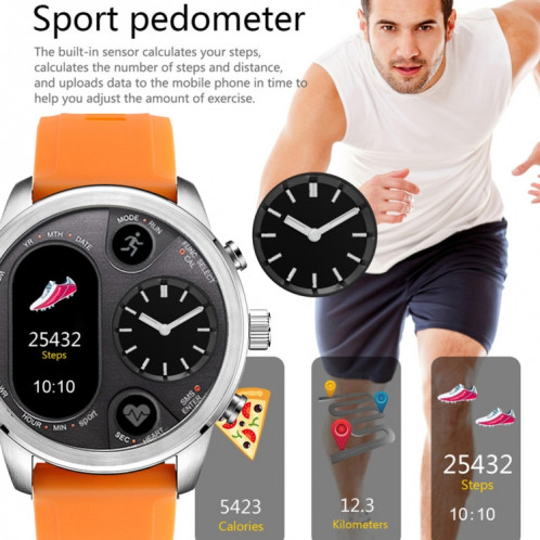 Montre intelligente à double affichage T3 pour homme IP68 Bracelet de remise en forme étanche 15 jours en veille Business Smartwatch Tracker d'activité (bleu) SH001C237-013