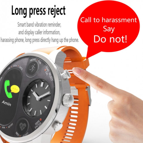 Montre intelligente à double affichage T3 pour homme IP68 Bracelet de remise en forme étanche 15 jours en veille Business Smartwatch Tracker d'activité (bleu) SH001C237-013