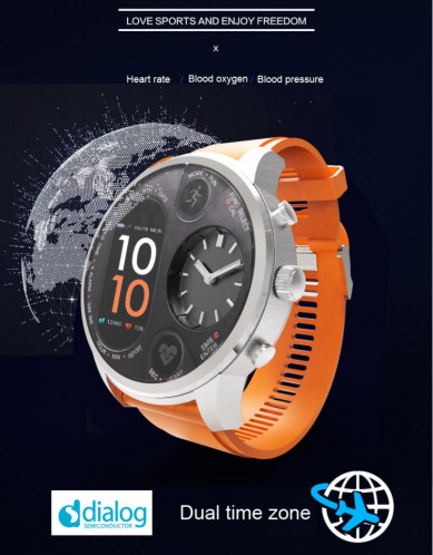 Montre intelligente à double affichage T3 pour homme IP68 Bracelet de remise en forme étanche 15 jours en veille Business Smartwatch Tracker d'activité (bleu) SH001C237-013