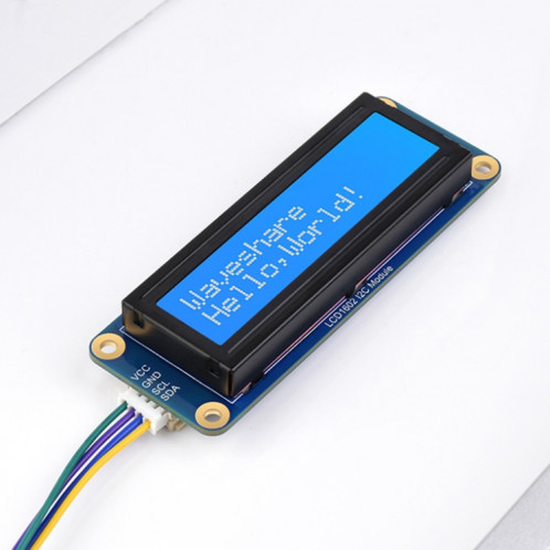 Waveshare 23991 LCD1602 Module I2C, Blanc avec Fond Bleu, 16x2 Caractères, 3.3V/5V SW7557920-06