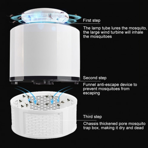 Ménage Mute Intervalation Photocatalyseur USB Mosquito Physique Killer 365-Blanc (tête de charge USB +) SH403B234-07