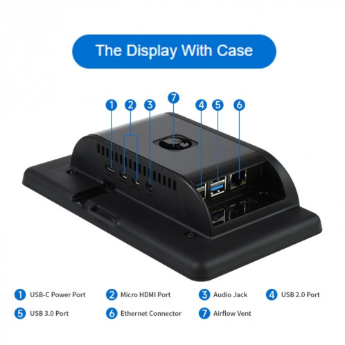 Écran tactile capacitif Waveshare 7 pouces 800 × 480 IPS, interface DSI, contact 5 points avec étui SW95021399-018