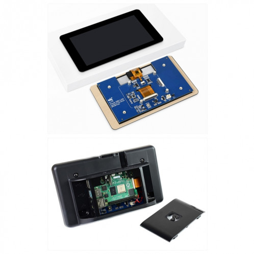 Écran tactile capacitif Waveshare 7 pouces 800 × 480 IPS, interface DSI, contact 5 points avec étui SW95021399-018