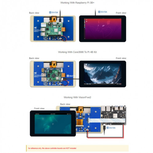 Écran tactile capacitif Waveshare 7 pouces 800 × 480 IPS, interface DSI, contact 5 points avec étui SW95021399-018